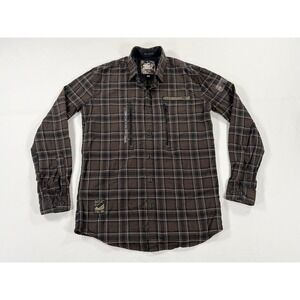 Twills Mens Plaid Button Up Shirt S Brown Military Tactical Utility Cyberpunk